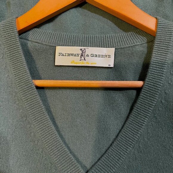 Vintage FAIRWAY & GREENE 100% Cashmere Pull-Over Sweater Vest Master's Green XL - Picture 4 of 6